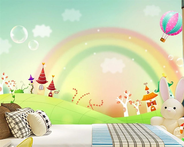 Regenbogen Tapete Beibehang Custom tapete cartoon regenbogen sch ne frische frische farbe moderne kinder wohnzimmer hintergrund wand tapete.jpg 640x640 - Regenbogen Tapete