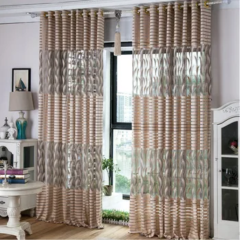 

1PC Striped Feather Window Screens Door Balcony Curtain Panel Sheer Cover For Living Room Modern Sheer Panel Window Treatments