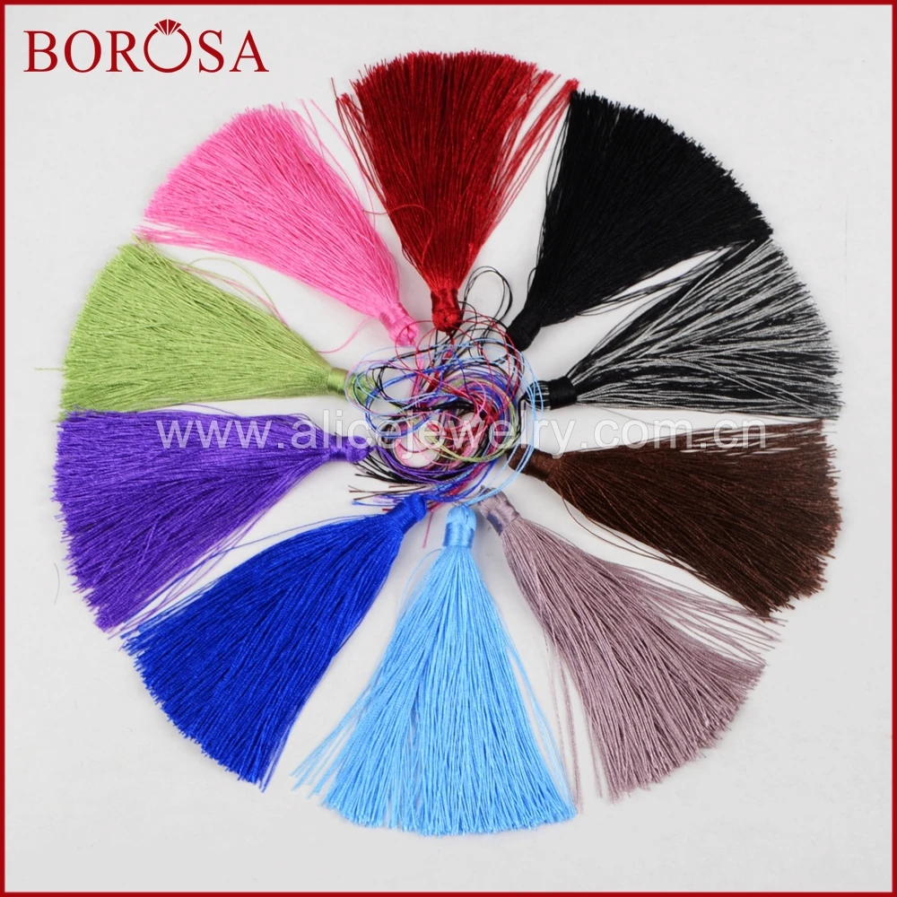 BOROSA 10 Colors Silk Charm Pendant Satin Tassel for Keychain Cellphone Straps Jewelry Charms Tassels DIY Accessories PJ061