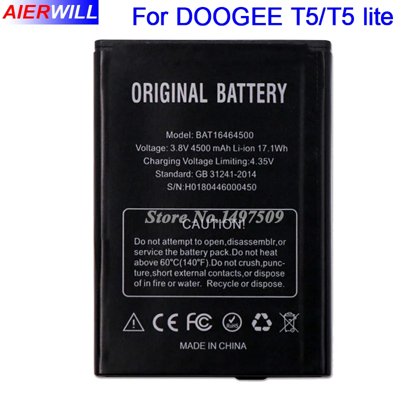 Аккумулятор BAT16464500 Для DOOGEE T5 lite аккумулятор 4500 мАч высокое качество|Аккумуляторы