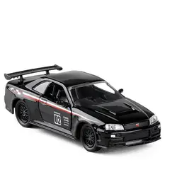 1/32 GT-R R34 моделирования модель автомобиля сплава задерживаете детские игрушки подлинное коллекция подарок Акустооптическая автомобилей