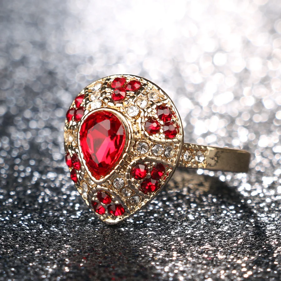 Glamour Women Jewelry Water Drop Multicolour Crystal Rings Big Size Rings 11 Wedding Ring Vintage Jewelry