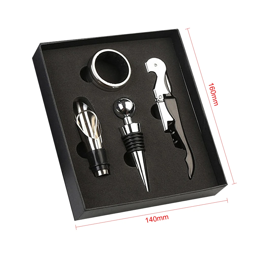 

New 4pcs Stainless Steel + ABS Wine Tool Sets with Bottle Opener Wine stopper Accessory Kit Gifts for Wine Tools