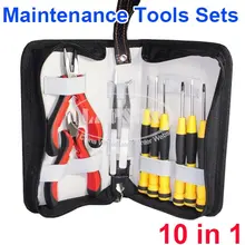 10 шт./компл. длинного носа, кусачки для кабеля резак инструмент, плоскогубцы крест шлицевая отвертка набор с кожаной сумкой