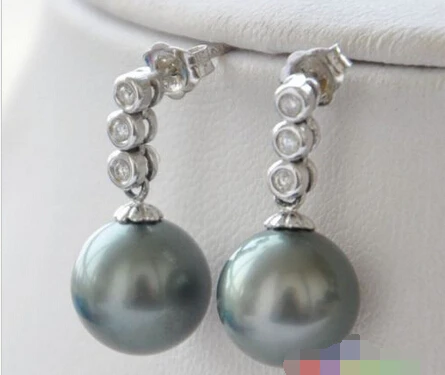 

Hot sell Noble- hot sell new - hj 00288 REAL 11mm TAHITIAN BLACK PEARL Inlay EARRING