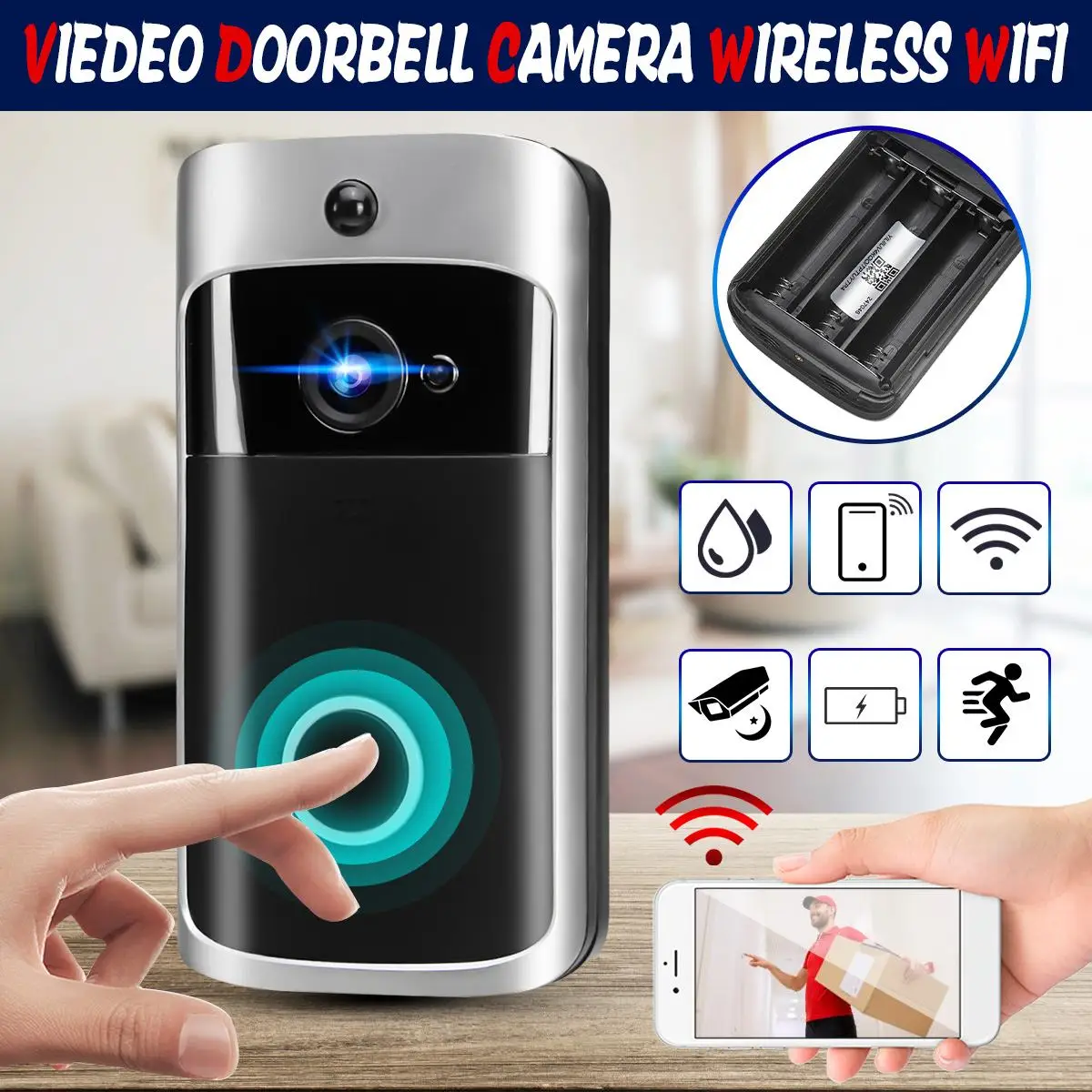 

Smart Doorbell Camera 720P Wifi Wireless Call Intercom Video-Eye for Apartment door bell Ring for phone Home Security Camera