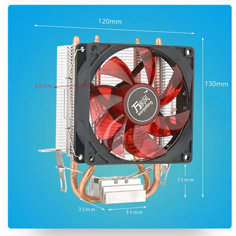  2 Heatpip CPU kühler 90mm LED Fan Aluminium kühlkörper reinem kupfer rwater heizkörper AM3 + prozes
