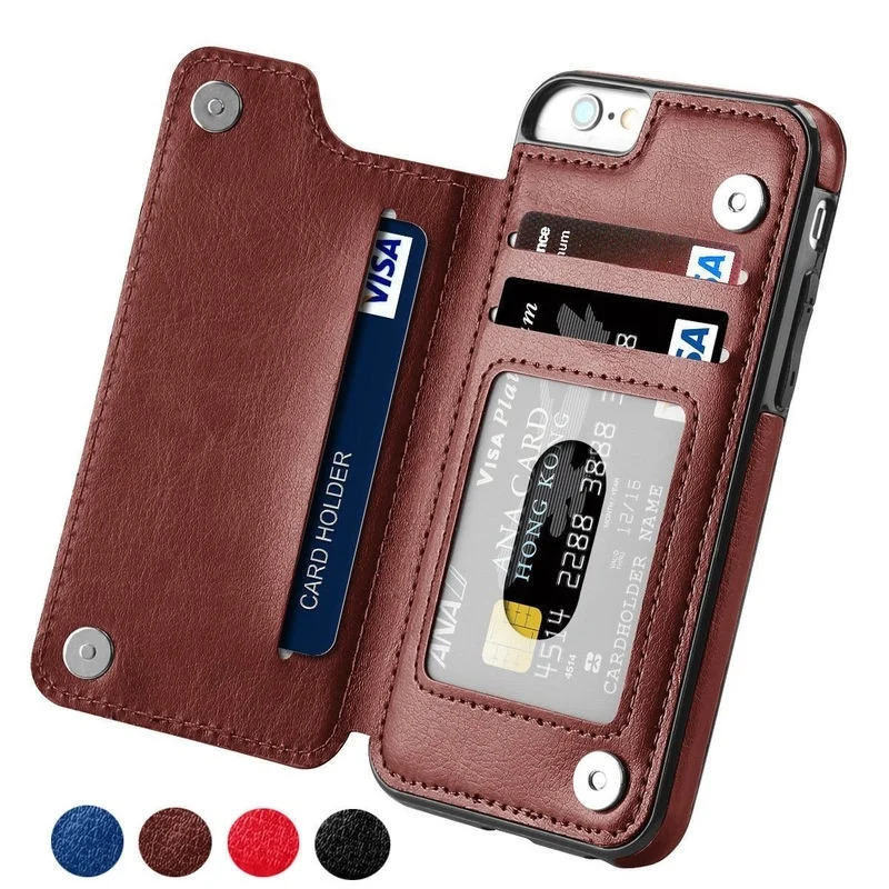 

CALASTEN Case For iPhone X XR XS MAX 5 5S SE 6 6s 7 8 Plus PU Leather Flip Wallet Photo Holder Back Cover For Samsung S8 S9 S7