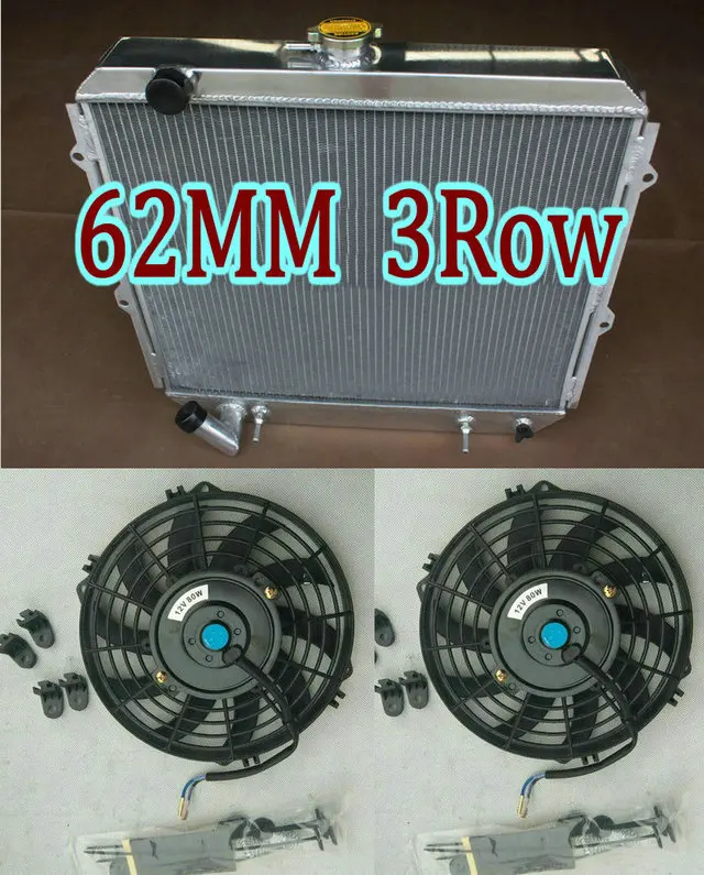 Алюминиевый радиатор+ вентилятор для Mitsubishi Pajero/Montero LS/SR L040/V20 NG NJ NL NK 3.5L 6G74 V6 V45W/V25W 1983-2000 AT/MT SUV - Цвет: Radiator And 2 Fans