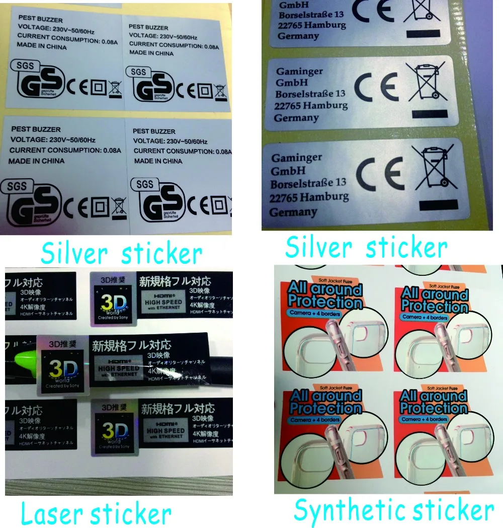 Impressão de Etiquetas de Veiculação Personalizado Etiqueta Papel Revestido Adesivo Lixeira Adesiva Prata Logo Fazer 6 Cheap Adesivos