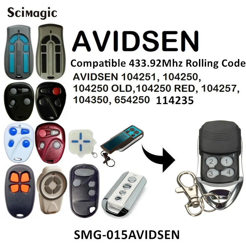 AVIDSEN 114253 104250 104251 remote 433mhz rolling code AVIDSEN 104250 OLD RED 104257 104350 654250 114235 command transmitter