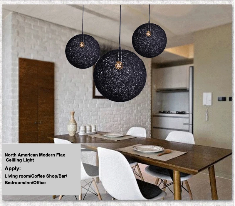 LED Pendant Lights Weaving Bamboo E27 Idyllic Rattan Hanging Lamps Colorful Lighting Dining Room Restaurant Linen Art Light18