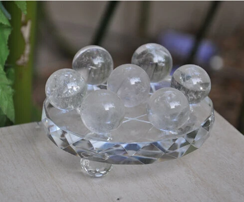 

00456<<< 7pcs nature clear quartz sphere ball reiki 40mm+ stand