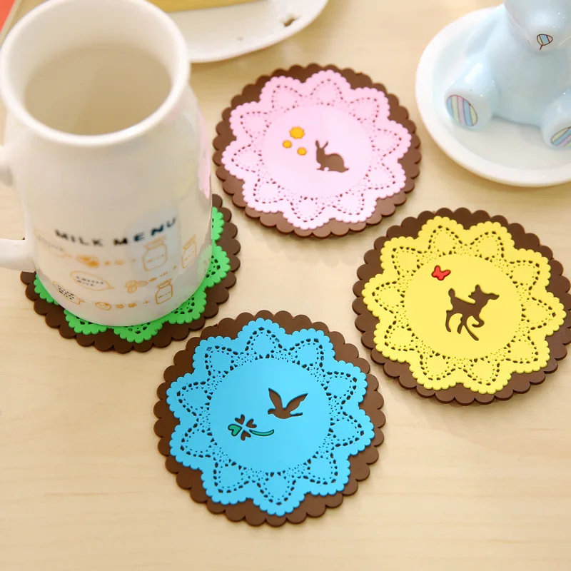 

1pc Cartoon Animal Coaster Placement for Mug Cup Table Decoration Kawaii Stationery Papeleria Office Desk Set Accessory Supplies