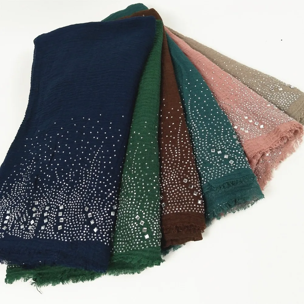 D12 высокое качество алмаз вискоза хиджаб шарф обёрточная бумага шаль для женщин хороший сакраф шарфы Леди обёрточная повязка 180*90 см 10 шт./лот