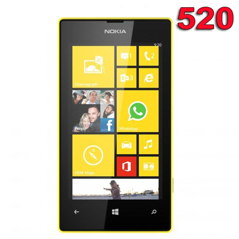 Восстановленный Оригинальный Nokia Lumia 520 Мобильный телефон 3G двухъядерный GPS Wifi 5MP 4