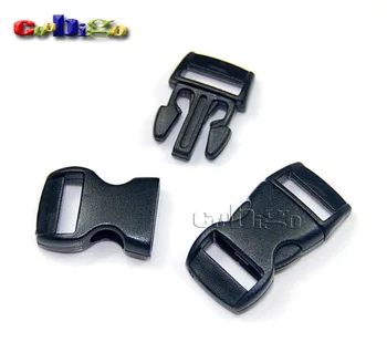 10pcs 3/8" (10mm) Plastic Hardware Black Paracord Bracelet Buckles Curved Dog Cat Collar Webbing Outdoor Camping Kits#FLC003-B/W