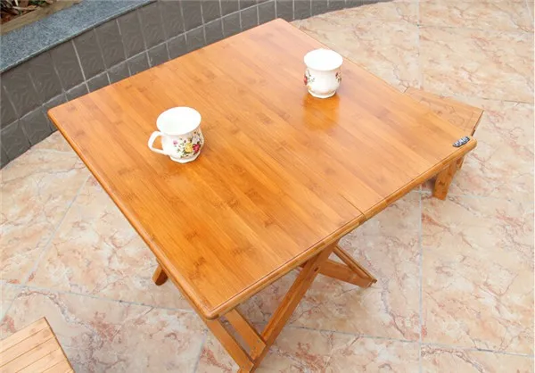 Бамбуковая мебель складной стол квадратный 80-100 см открытый/закрытый обеденный стол ножки складной портативный складной стол для закусок на ужин