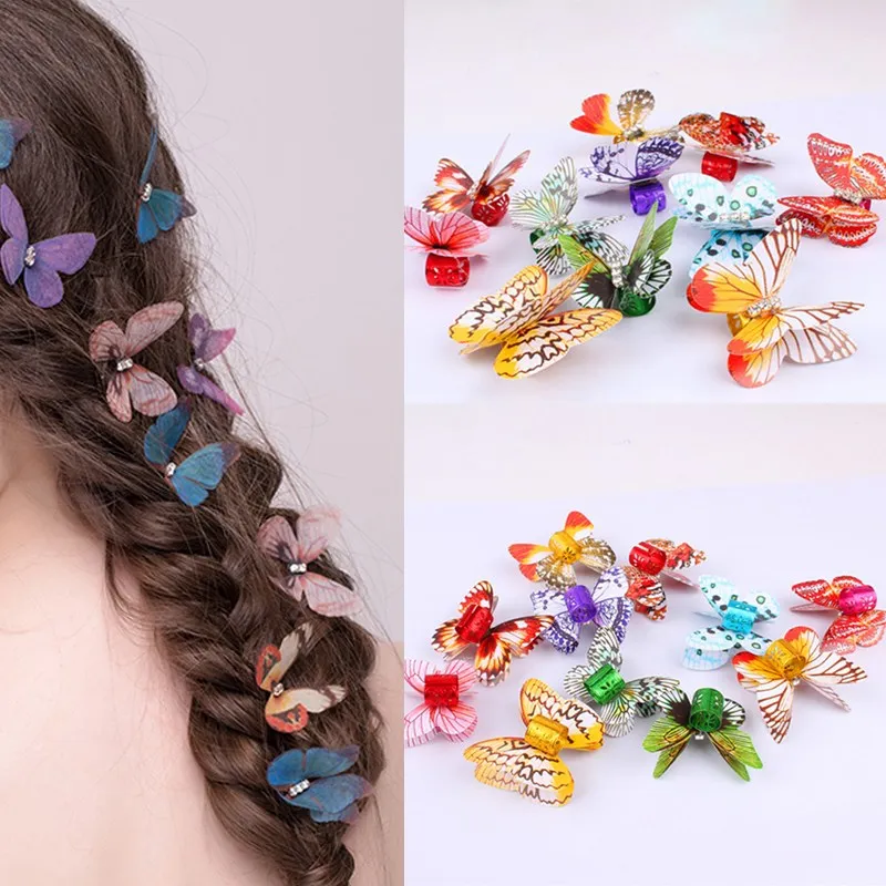 10Pcs Butterfly Hair Braid Dreadlock Beads Colorful Hair Cuffs Clips Rings Tube Tiara Crow Hairbraid Hairstyling Tool 10Pcs Butterfly Hair Braid Dreadlock Beads Colorful Hair Cuffs Clips Rings Tube Tiara Crow Hairbraid Hairstyling Tool