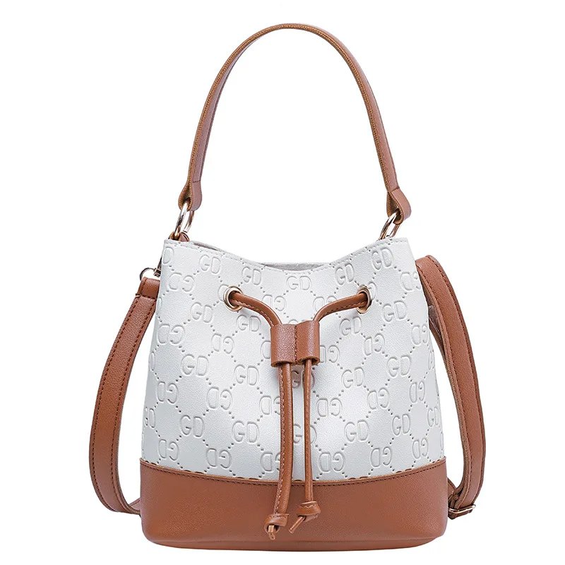 

Ladies Hand Bags Color Contrast Slung Shoulder Portable Handbag Womans Wild Bucket Cross Body Bag Brand Designers 2019 Pocket