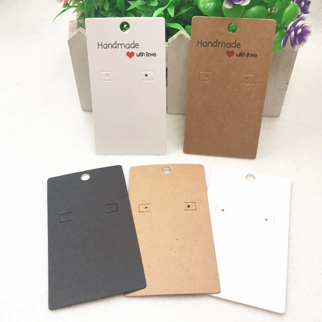 Various Paper Cardboard for Stud Earrings Displays Cards Handmade Kraft  Paper Card Fashion Jewelry Packaging Cards 50Sets - AliExpress