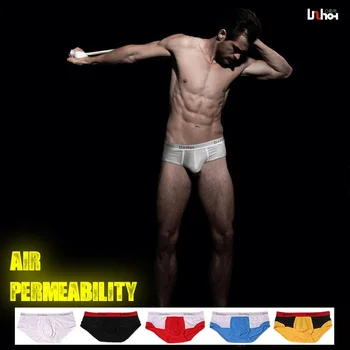 

Uzhot sexy panties sweat absorbing breathable network-well cotton male mid waist briefs man underwear personality panties 13007