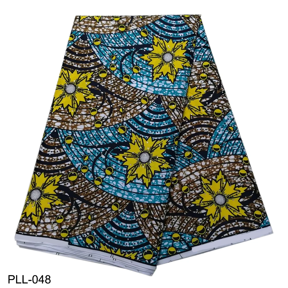 

Polyester African Printed Wax Fabric with Stones Ankara African Wax Print Fabric 6 Yards Per Lot PLL-036