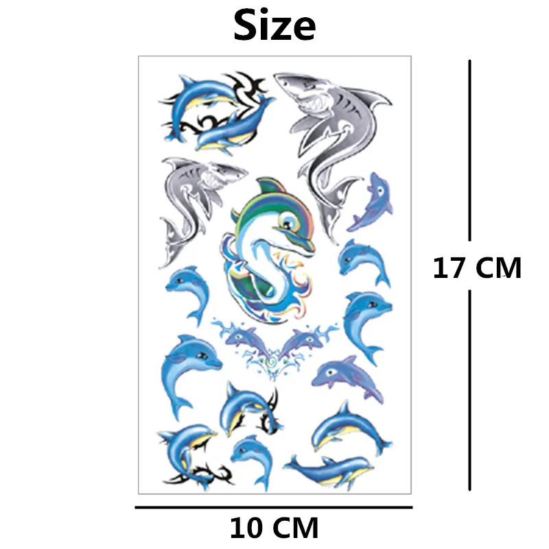 Временные татуировки Nu TATY Blue dolphins для боди арта флэш стикер s 17*10 см
