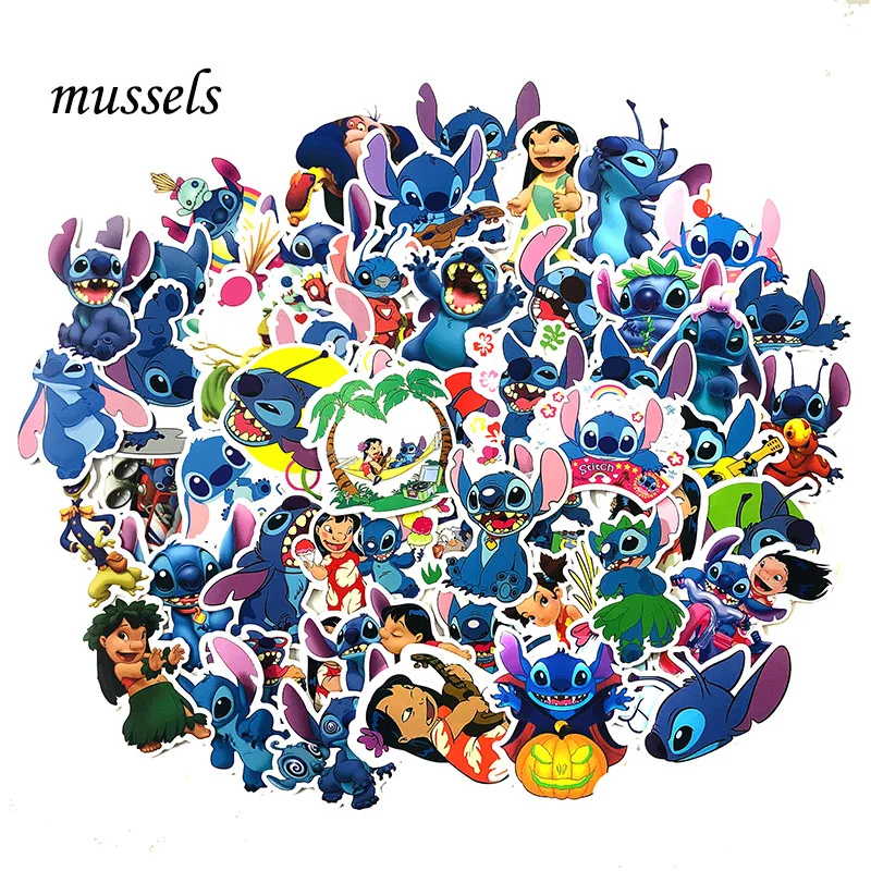 

55Pcs Lovely Lilo Stitch Stationery DIY Cute Cartoon Scrapbooking Stickers ForGuitar Skateboard Computer Laptop Luggage