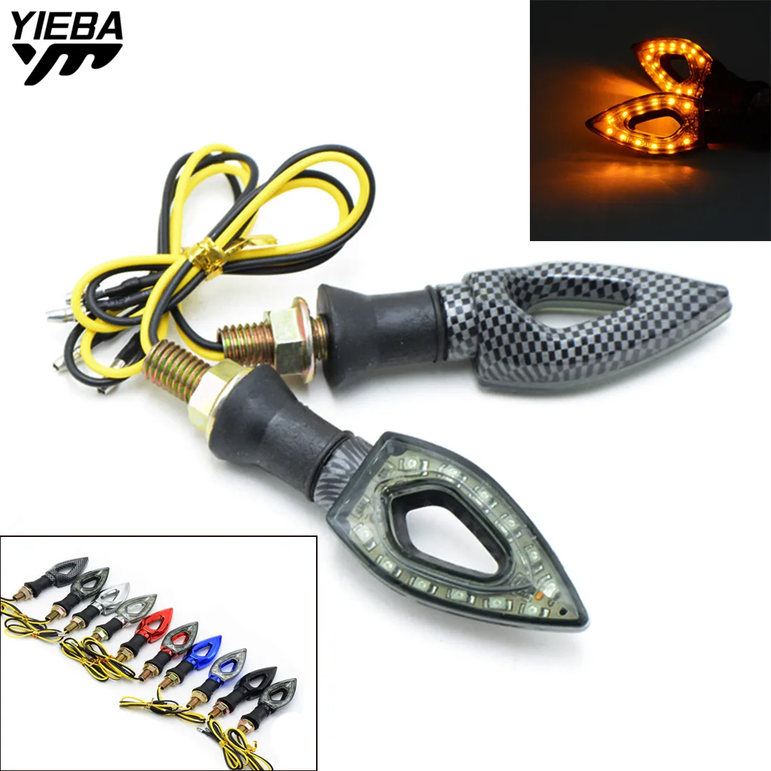 

Motorcycle Turn Signal Light 12 LED Turn Signals Indicators for Kawasaki ZX6R ZX7R ZX10R ZX14R NINJA650R Z800 Z1000 YAMAHA mt09