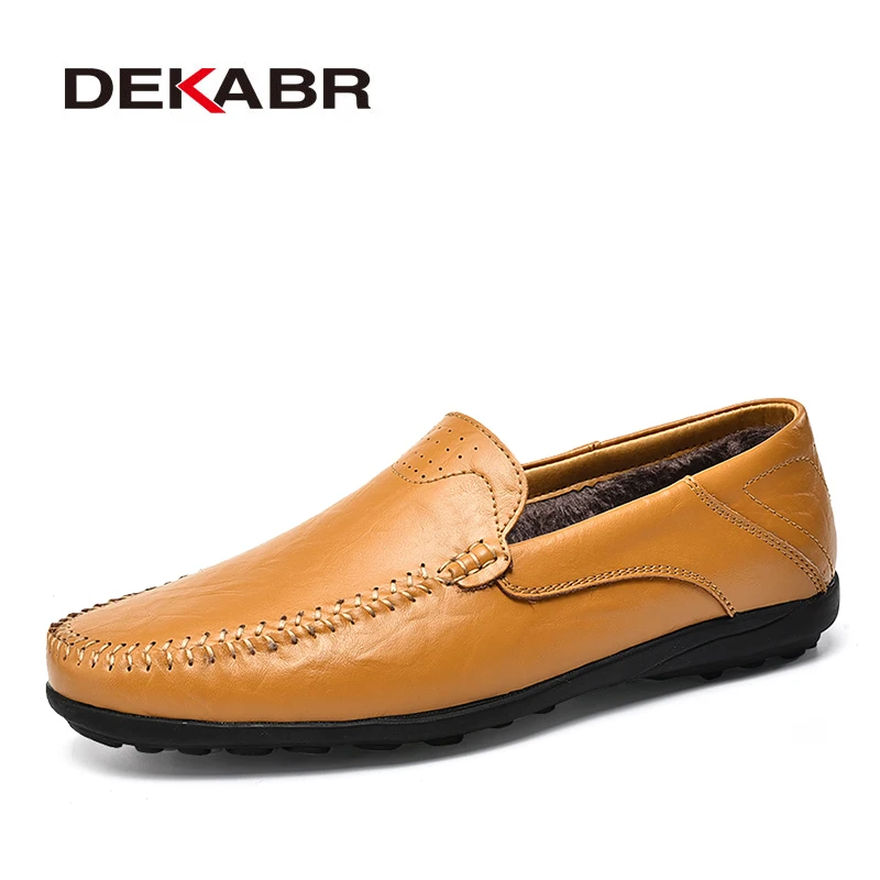 

DEKABR New Arrival Autmn Winter Men Loafers Leather Warm Men Casual Shoes Men's Flats Driving Shoes Soft Moccasins Boat Shoes