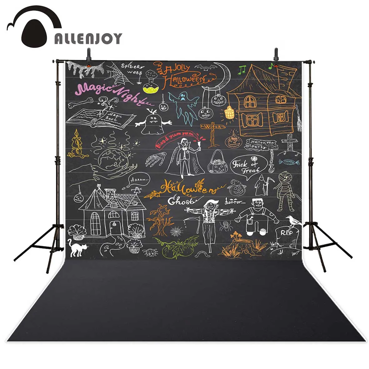 Allenjoy фоны для фотосъемки доска мел Магия Хэллоуин мультфильм фон фотосессия