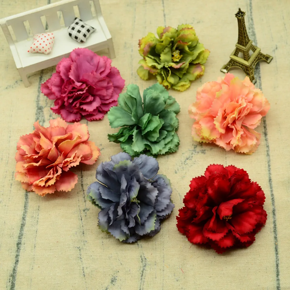 

8CM Silk carnation artificial flowers for decoration cheap fake stamen Christmas diy home wedding bridal accessories clearance