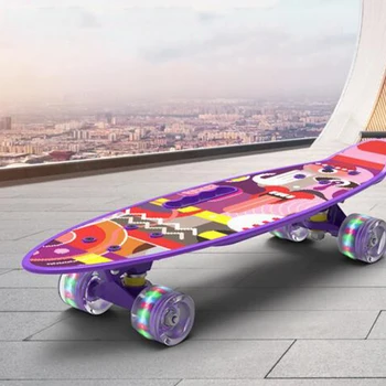 

New four-wheeled adult or children's skateboard single flip-flops youth flash brush street skateboard
