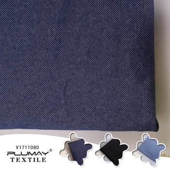 

CVC cotton polyester knitted jean diagonal stripe 4 Way Stretchy fabric for coat jacket trouser by half(1/2) yard