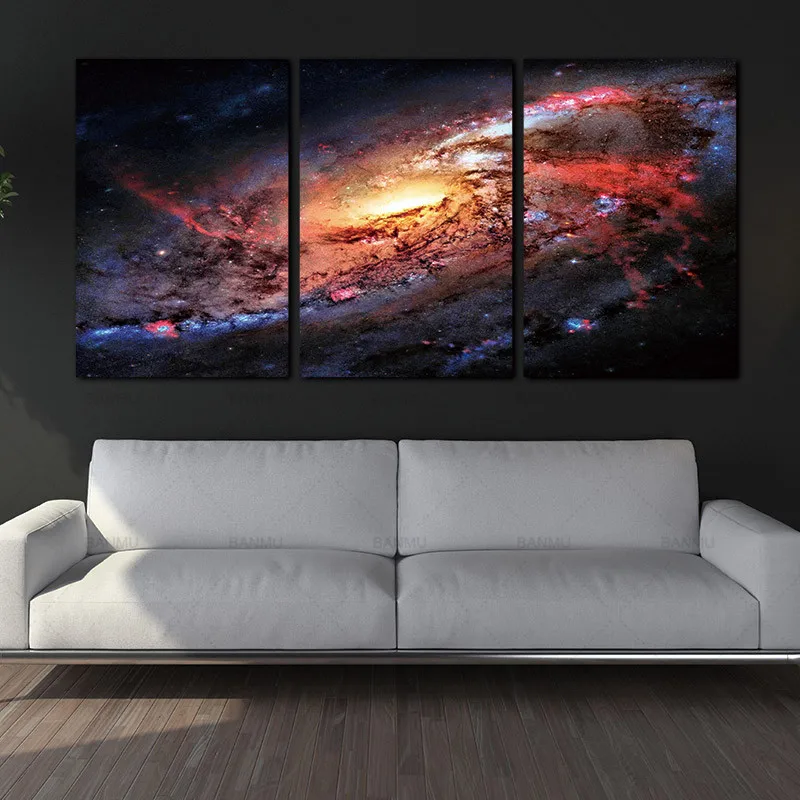 

Canvas Print Wall Art Decor Space and Universe Space Landscape Paintings Universe Galaxy Stars 3 Piece Picture Print on Canvas
