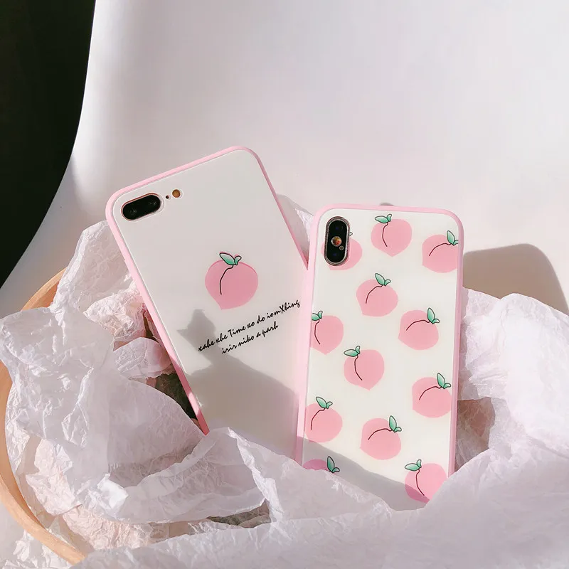 Персик Стекло основа чехол для телефона Apple Xsmax мобильного комплекты iPhone8/7 plus