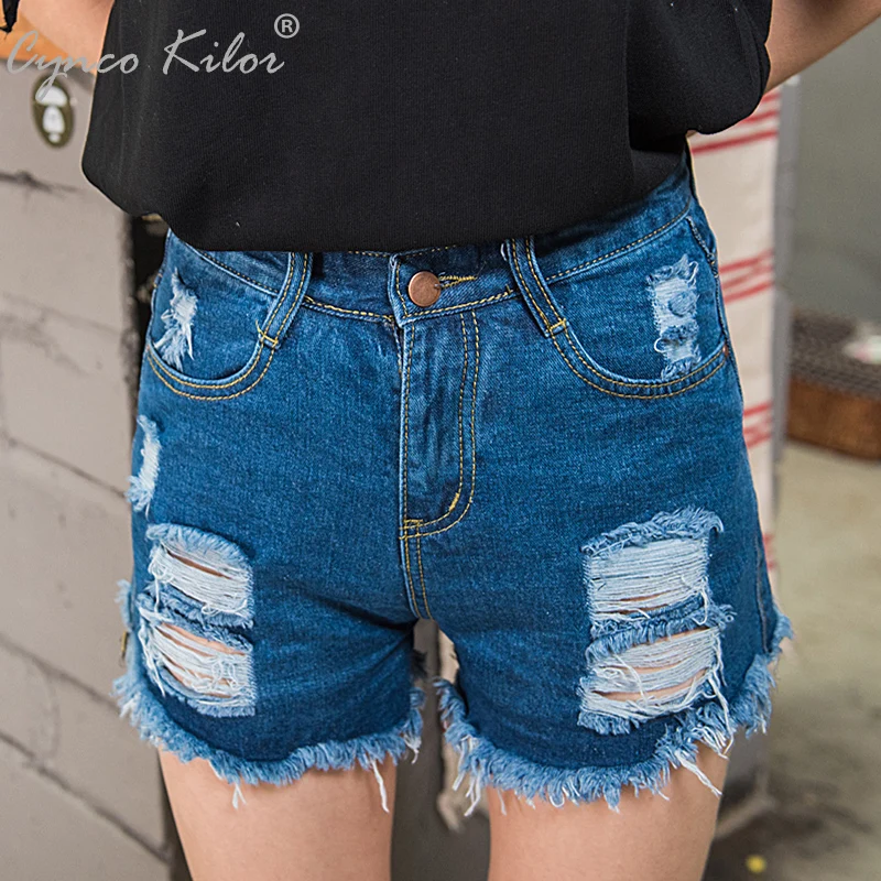 ripped jeans high waist denim shorts women jean summer denim thong plus
