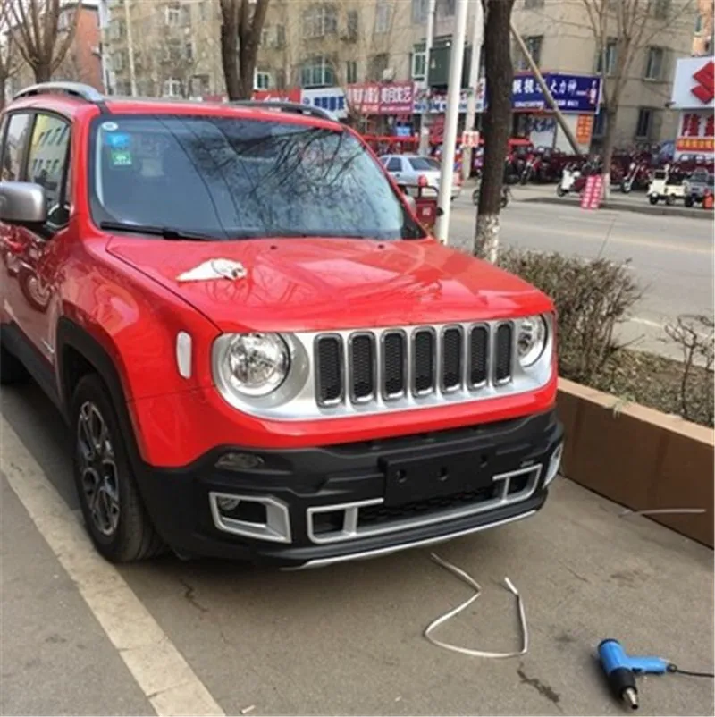 Автомобильный Стайлинг высокого качества пластик АБС ХРОМ Передний+ задний бампер Накладка для Jeep Renegade автомобиля-Чехлы