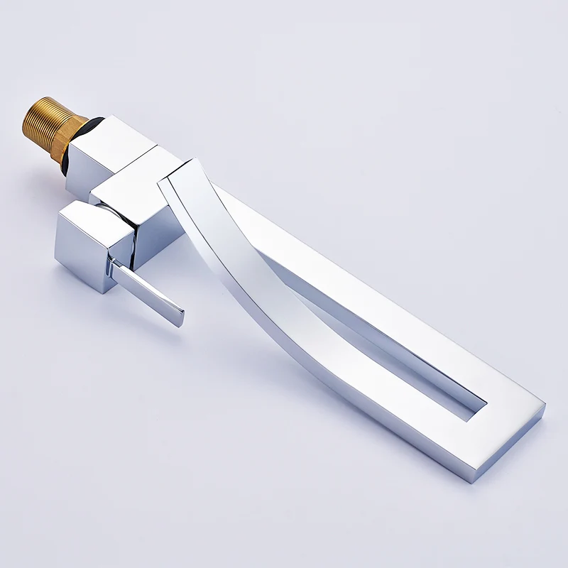 Kitchen Faucet Deck Mounted Kitchen Water Mixer Tap Chrome Square Waterfall Griferia Lavamanos Cold Hot Musluk 210-22C Kitchen Faucet Deck Mounted Kitchen Water Mixer Tap Chrome Square Waterfall Griferia Lavamanos Cold Hot Musluk 210-22C