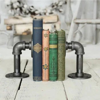 

1 Pcs Industry Style Steel Tube Metal Bookend Shelf Bookend Holder Office School Supplies Stationery Gift Home decoration