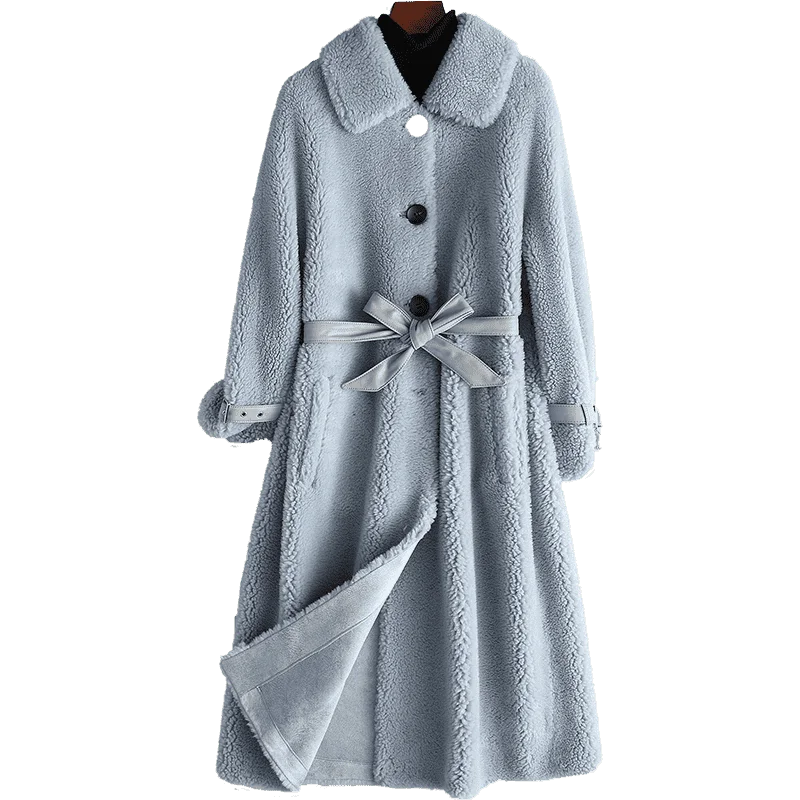 

Real Fur Coat 100% Wool Jacket Autumn Winter Coat Women Clothes 2019 Korean Vintage Sheep Shearling Suede Lining Women Tops 3041