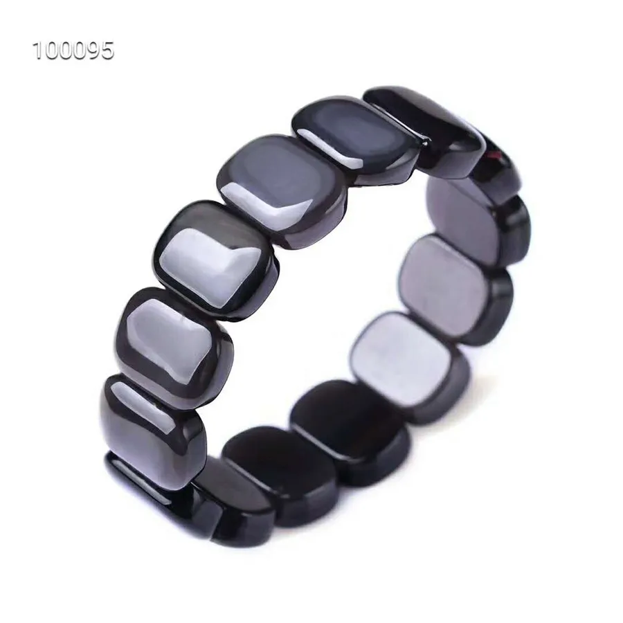 

19x7mm Natural Black Obsidian Bracelet Women Men Love Gift Healing Stone Stretch Round Beads Crystal Jewelry AAAAA Drop Shipping