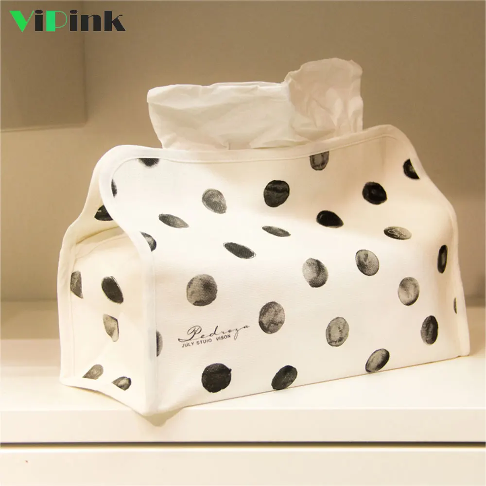 

Nordic Style Home Decor Cloth Tissue Box Cover Polka Dot Marble Pattern Tissue Storage Bag Pumping Paper Towel Napkin Holder Box