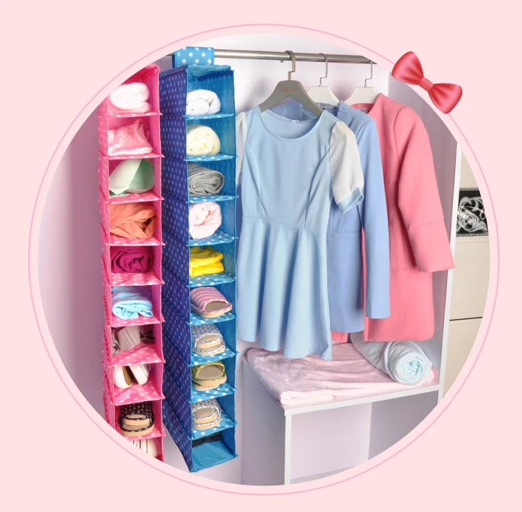 Washable Color Organizer Collection Hanging Accessory Shelves, 10-Shelf Shoes Organizer, Hanging Closet Organizer Storage Bag  (9)