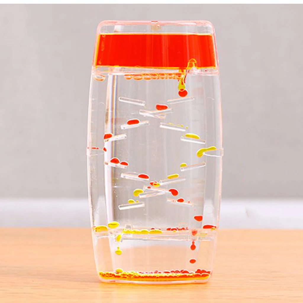 Acrylic Creative Square Floating Oil Liquid Bubbler Motion Timer Hour Glass Ladder for Kids Children Novelty Gift