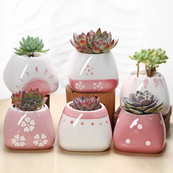 

Cute Flower Vase Girl's Desktop Ceramic Flower pot Balcony Bonsai pot indoor Succulent plant pots Green Plant Pot