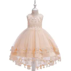 Ballgown кружева цвета шампань с цветочным узором для девочек платья для свадьбы Строгая детская одежда принцессы праздничные платья для от 3