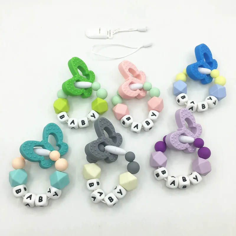 Buy Personalized name silicone teething pacifier clip