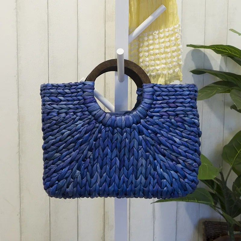 Women Vintage Rattan Handbag Female Bohemian Summer Beach Straw Bags Lady Simple Weave Bag Handmade Casual Large Tote SS0398 (2)
